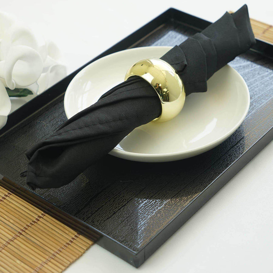 Black Cloth Napkins with Hemmed Edges, Reusable Polyester Dinner Linen Napkins - 17"x17"