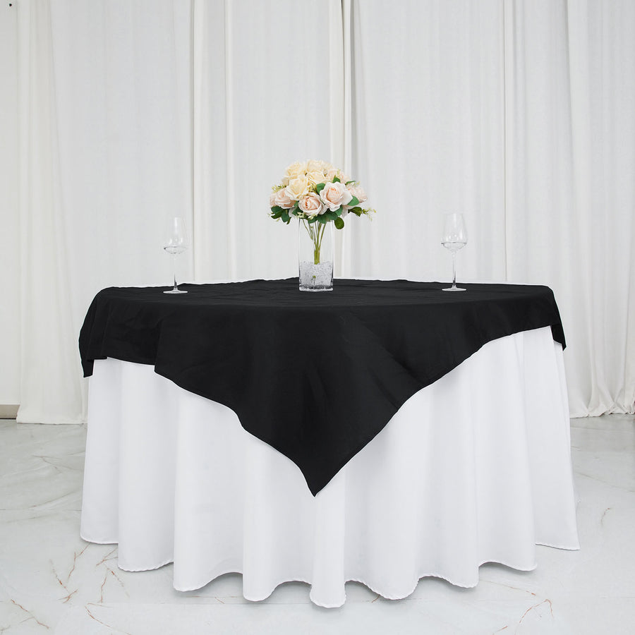 54 inches Black Square 100% Cotton Linen Table Overlay Tablecloth | Washable