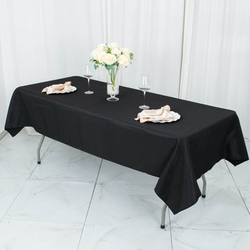 54"x96" Black Seamless Premium Polyester Rectangle Tablecloth - 220GSM