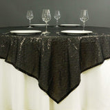Black Sequin Sparkly Square Table Overlay - Add Glamour and Elegance to Your Event Décor