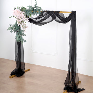 18ft Black Sheer Organza Wedding Arch Drapery Fabric, Window Scarf Valance