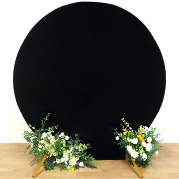 7.5ft Black Soft Velvet Fitted Round Event Party Backdrop Cover