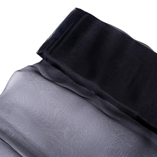 Black Solid Sheer Chiffon Fabric Bolt for Elegant Event Decor