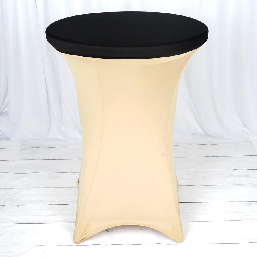 Black Spandex Cocktail Table Top Stretch Cover#whtbkgd