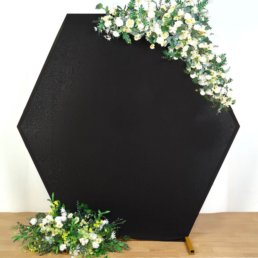 8ftx7ft Black 2-Sided Spandex Fit Hexagon Wedding Arch Backdrop Cover