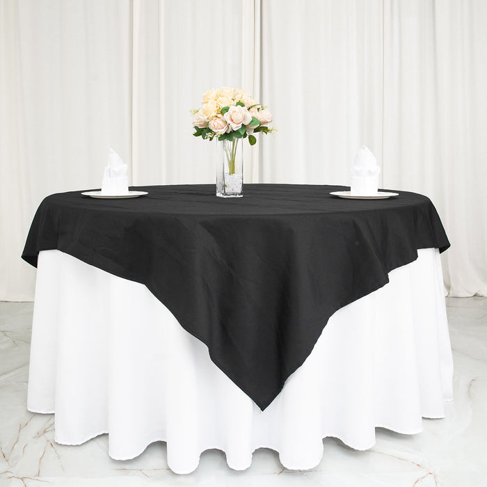 70 inches Black Square 100% Cotton Linen Table Overlay Tablecloth | Washable