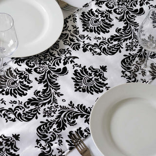 Create an Unforgettable Atmosphere with the Black Taffeta Damask Flocking Table Runner