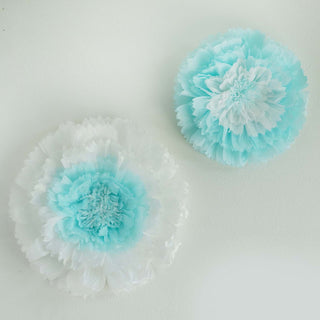 Blue Carnation 3D Wall Giant Tissue Paper Flowers - Set of 2