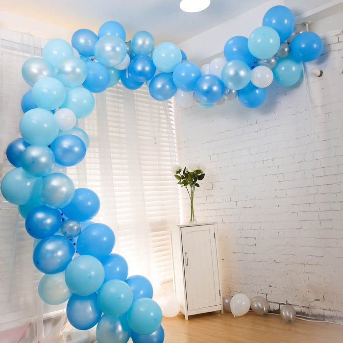 100 Pack | Blue, Silver and White DIY Balloon Garland Arch Party Kit#whtbkgd
