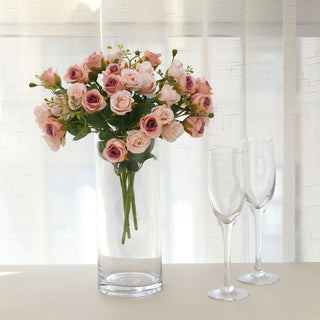 Elegant Blush Artificial Open Rose Flower Arrangements for Stunning Décor