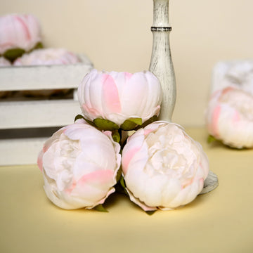 10 Pack 3" Blush Artificial Silk DIY Craft Peony Flower Heads