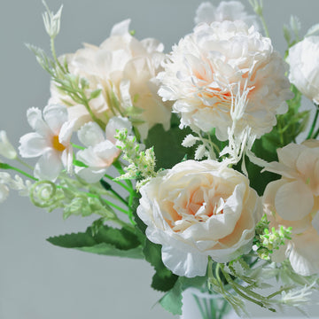 2 Bouquets Blush Artificial Silk Peony Flower Arrangement