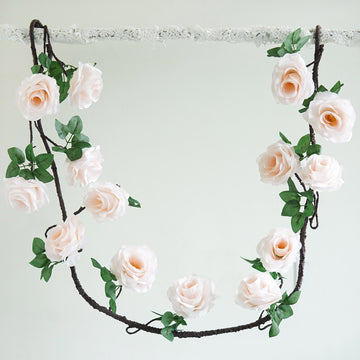 6ft Blush Artificial Silk Rose Hanging Flower Garland Vine