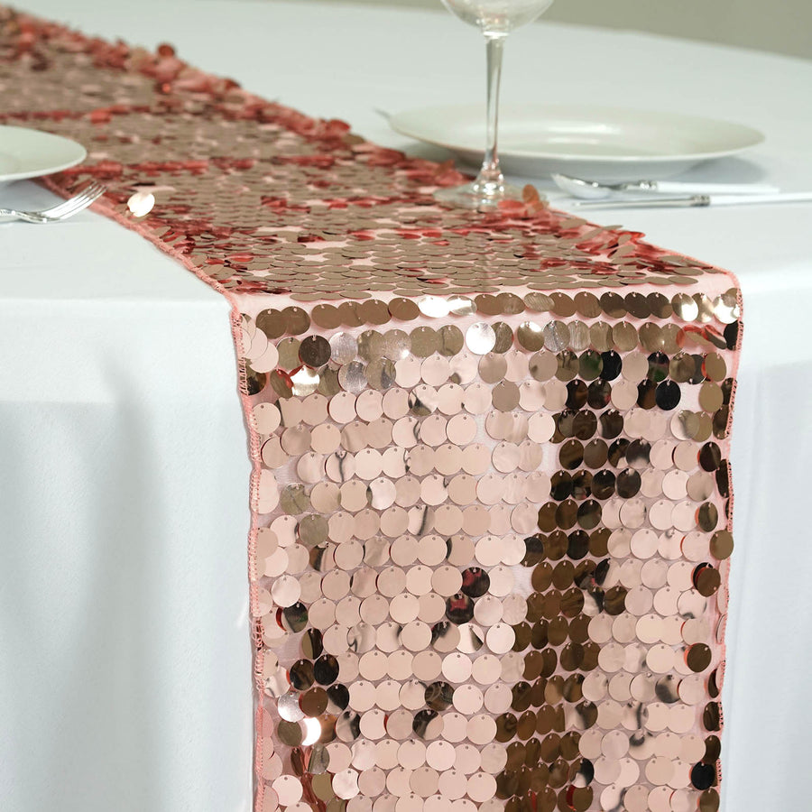 13x108inch Blush / Rose Gold Big Payette Sequin Table Runner