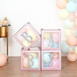 2pcs Transparent DIY Balloon Boxes, Baby Shower Party Decoration Boxes - Blush | Rose Gold Edges