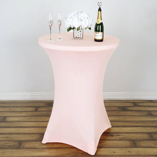 Elegant Blush Cocktail Spandex Table Cover