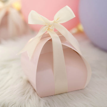 25 Pack 3.5" Blush Cupcake Party Favor Gift Box, DIY Easy