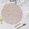 6 Pack | 15inch Blush Rose Gold Decorative Woven Vinyl Placemats, Non-Slip Round Table Mats