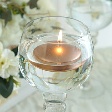 4 Pack 3" Rose Gold Disc Unscented Floating Candles, Dripless