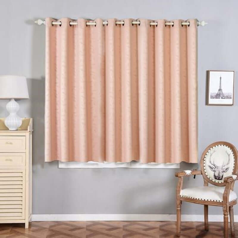 Blush Embossed Thermal Blackout Curtain Panels, 52inch x 64inch With Chrome Grommet Window Treatment