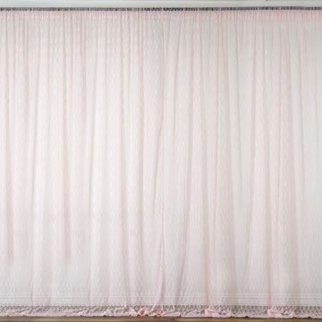 2 Pack Blush Fire Retardant Event Curtain Drapes in Sheer Floral Lace, 5ftx10ft Divider Backdrop Event Panels with Rod Pockets
