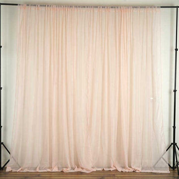 2 Pack Blush Inherently Flame Resistant Sheer Curtain Panels, Premium Chiffon Backdrops With Rod Pockets - 10ftx10ft