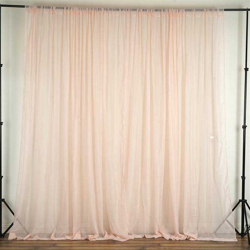 Blush/Rose Gold Fire Retardant Sheer Organza Premium Curtain Panel Backdrops With Rod Pockets