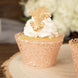 25 Pack | Blush Rose Gold Lace Laser Cut Paper Cupcake Wrappers, Muffin Baking Cup Trays