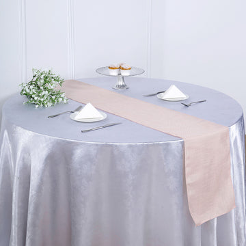 12"x108" Blush Linen Table Runner, Slubby Textured Wrinkle Resistant Table Runner