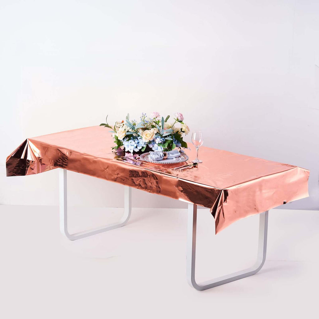 Rose Gold Metallic Foil Tablecloth 40x90