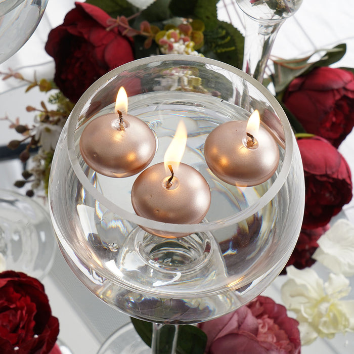 12 Pack | 1.5inch Blush/Rose Gold Mini Disc Dripless Floating Candles