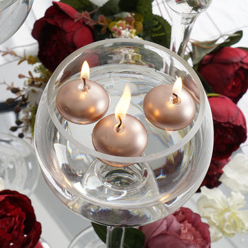 12 Pack 1.5" Rose Gold Mini Disc Dripless Floating Candles
