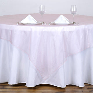 Blush Organza Square Table Overlay - Add Elegance to Your Event