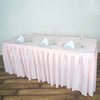 14ft Blush/Rose Gold Pleated Polyester Table Skirt, Banquet Folding Table Skirt