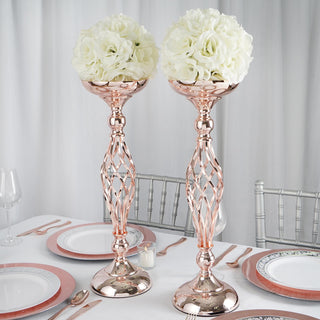 Elevate Your Table Decor with the Rose Gold Reversible Votive Candle Holder Set