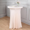 Blush / Rose Gold Round Heavy Duty Spandex Cocktail Table Cover With Natural Wavy Drapes