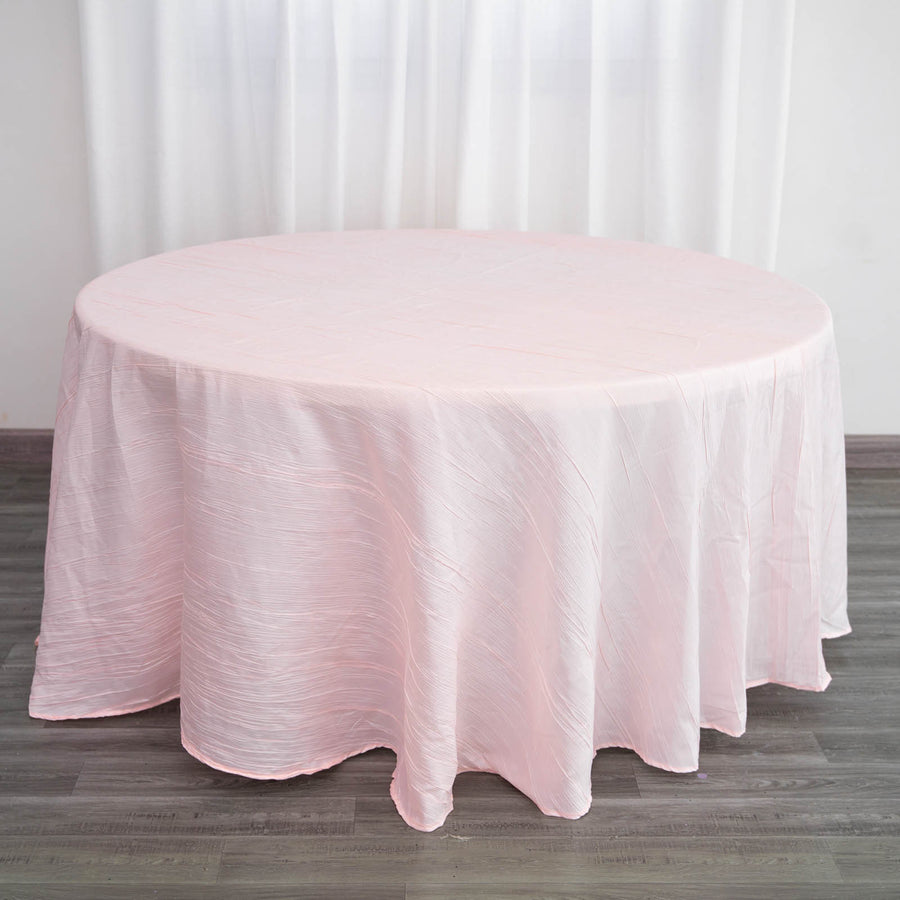 120inch Blush Rose Gold Accordion Crinkle Taffeta Round Tablecloth