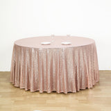 132inch Blush/Rose Gold Premium Sequin Round Tablecloth, Sparkly Tablecloth