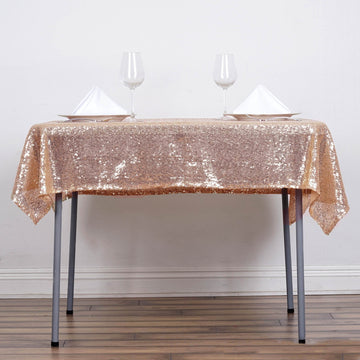 54"x54" Rose Gold Seamless Premium Sequin Square Tablecloth