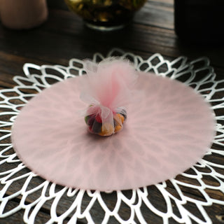 Blush Sheer Nylon Tulle Circles for Elegant Party Favors