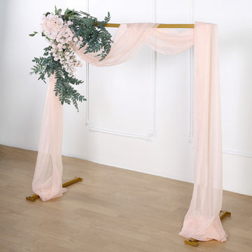 18ft Blush Sheer Organza Wedding Arch Drapery Fabric, Window Scarf Valance