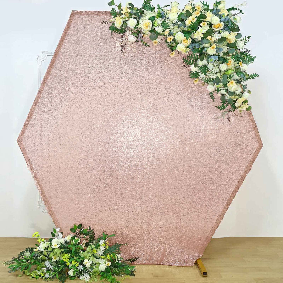 Sparkle Sequin Hexagon Wedding Arch Cover, Shiny Shimmer Backdrop Stand Cover