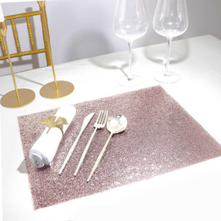 Create a Glamorous Atmosphere with Sparkling Rose Gold Glitter Placemats