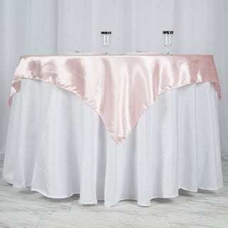 Create a Festive Atmosphere with the 60"x60" Blush Square Smooth Satin Table Overlay