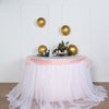 14FT Extra Long 48 inch Two Layered Tulle & Satin Table Skirt - Blush/Rose Gold | White