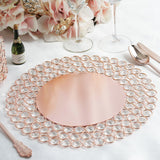 Rose Gold Wired Metal Acrylic Crystal Beaded Charger Plate
