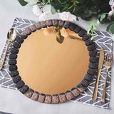 Add Elegance to Your Table with Bronze Glitter Jeweled Rim Glass Mirror Charger Plates
