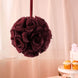 2 Pack | 7inch Burgundy Artificial Silk Rose Flower Ball, Silk Kissing Ball