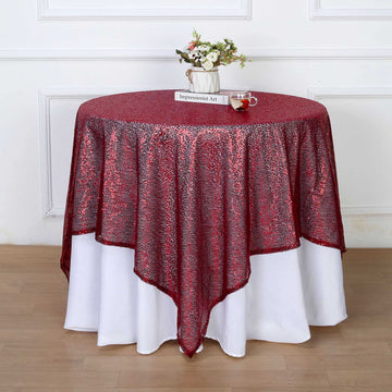 60"x60" Burgundy Duchess Sequin Square Table Overlay