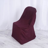 Burgundy Polyester Folding Chair Cover, Reusable Stain Resistant Slip On Chair Cover